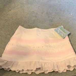 Girls white and pink eyelet skort